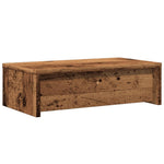 Antik fa színű szerelt fa monitorállvány fiókokkal 50x27x15 cm 7