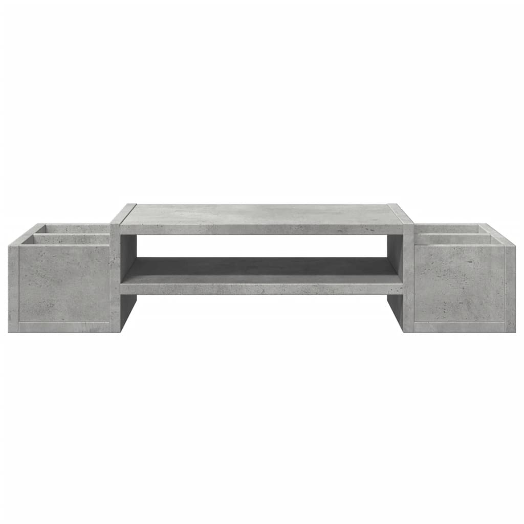 Betonszürke szerelt fa monitorállvány tárolóval 70 x 27 x 15 cm 4