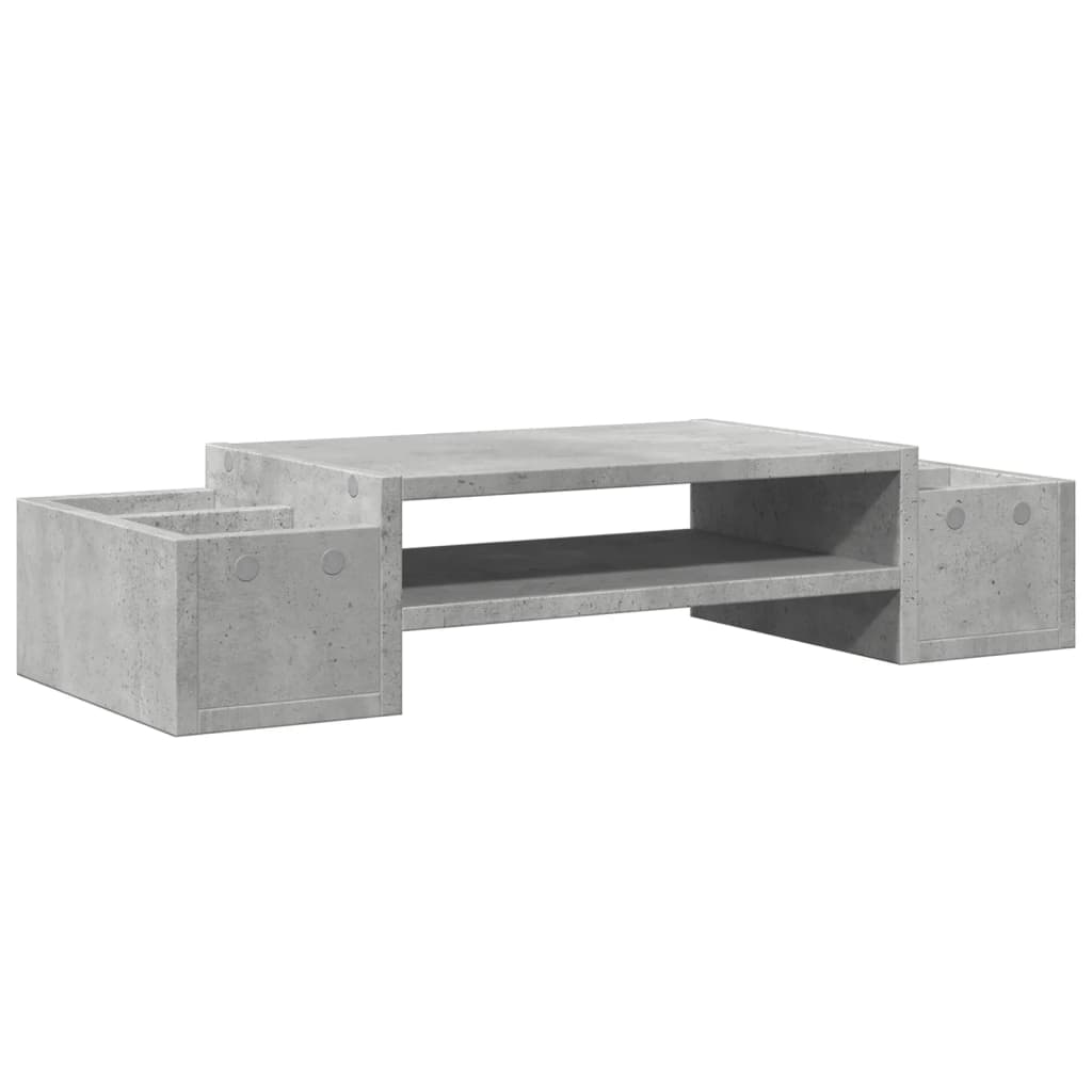 Betonszürke szerelt fa monitorállvány tárolóval 70 x 27 x 15 cm 6