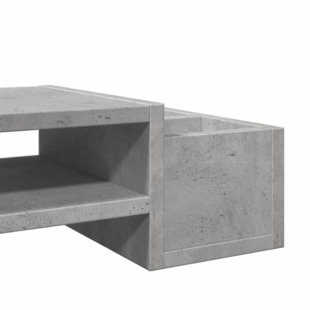 Betonszürke szerelt fa monitorállvány tárolóval 70 x 27 x 15 cm 7