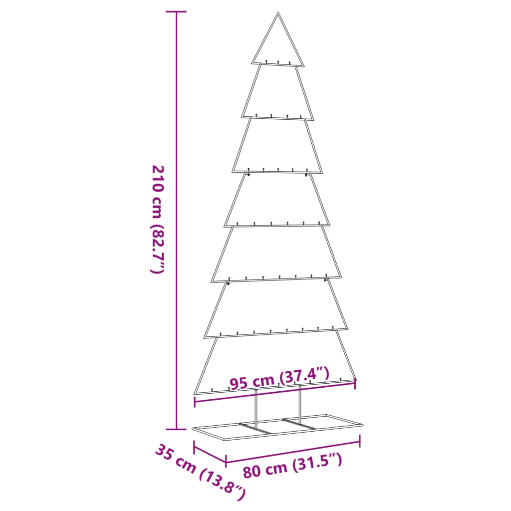 Fekete fém karácsonyfa dekorációhoz 210 cm 7