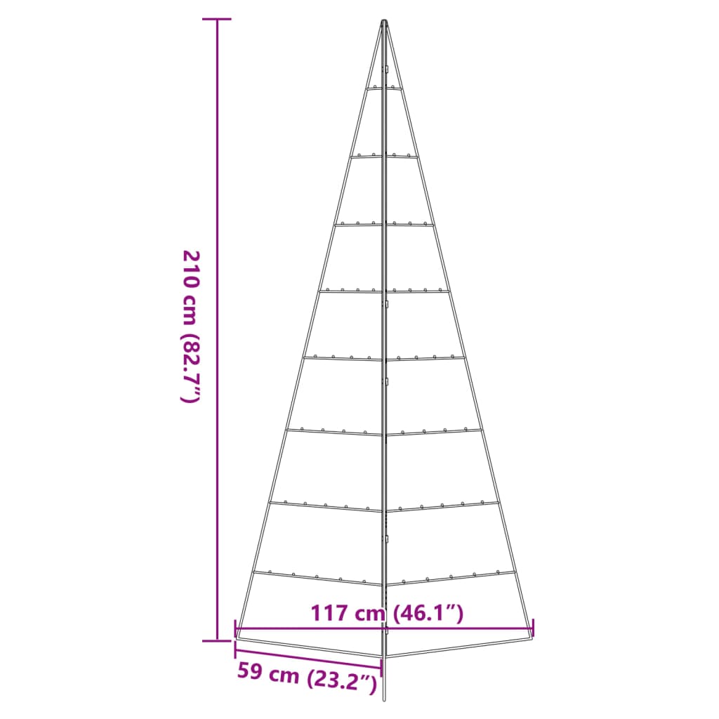 Fekete fém karácsonyfa dekorációhoz 210 cm 7