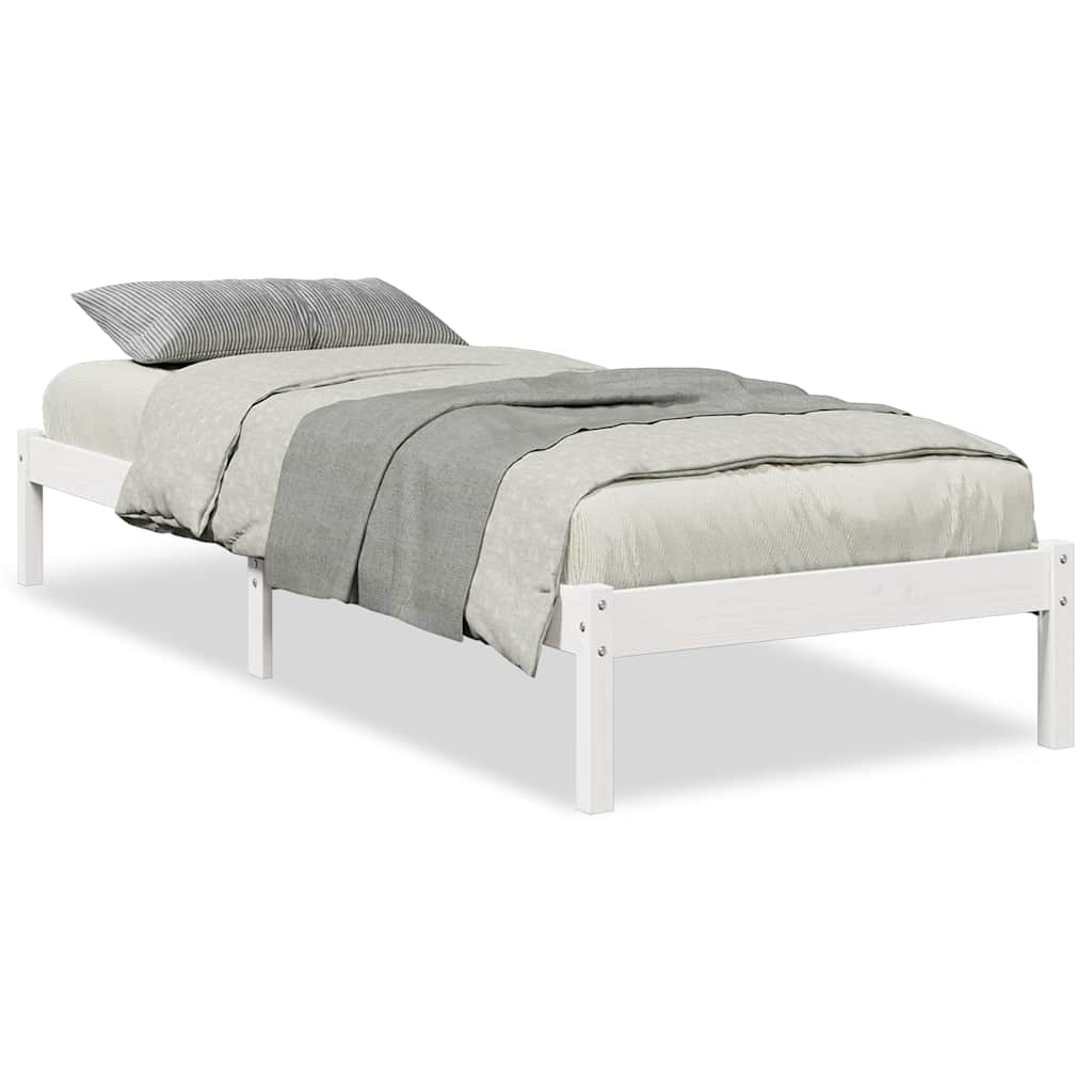 Fehér tömör fenyő extra hosszú ágykeret matrac nélkül 80x210 cm 2