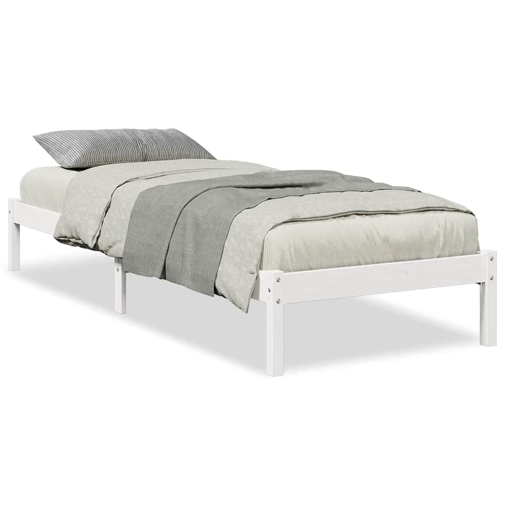 Fehér tömör fenyő extra hosszú ágykeret matrac nélkül 90x220 cm 2
