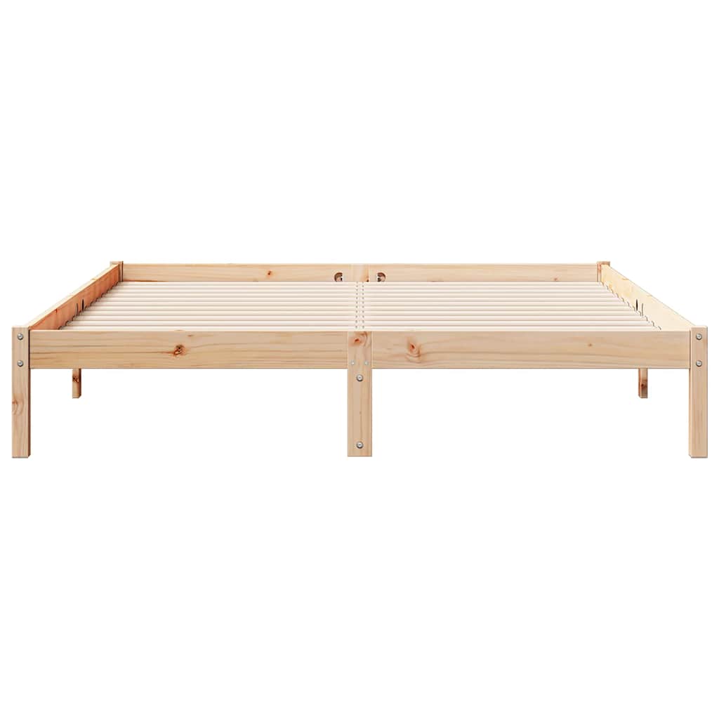 Tömör fenyőfa extra hosszú ágykeret matrac nélkül 140 x 220 cm 4