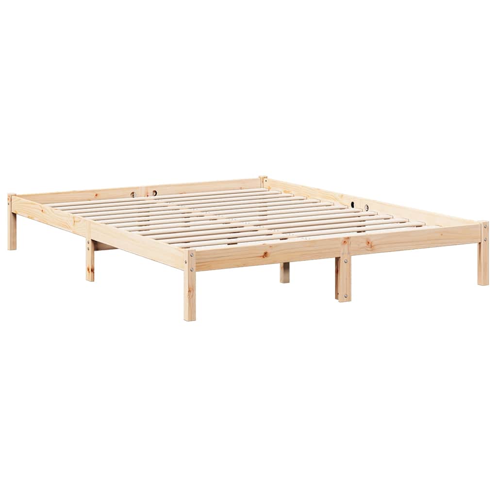 Tömör fenyőfa extra hosszú ágykeret matrac nélkül 160 x 220 cm 3