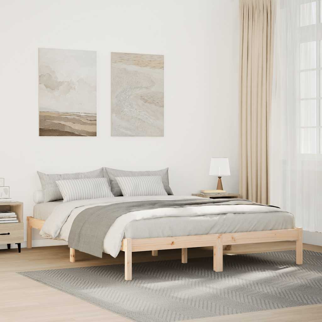 Tömör fenyőfa extra hosszú ágykeret matrac nélkül 160 x 220 cm