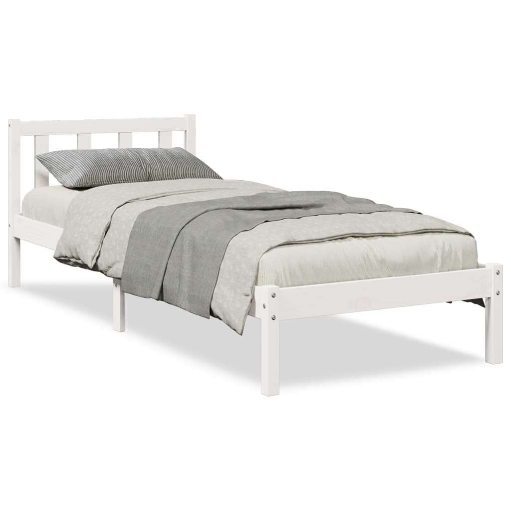 Fehér tömör fenyő extra hosszú ágykeret matrac nélkül 80x210 cm 2
