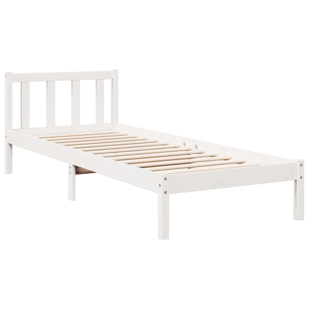 Fehér tömör fenyő extra hosszú ágykeret matrac nélkül 80x210 cm 3
