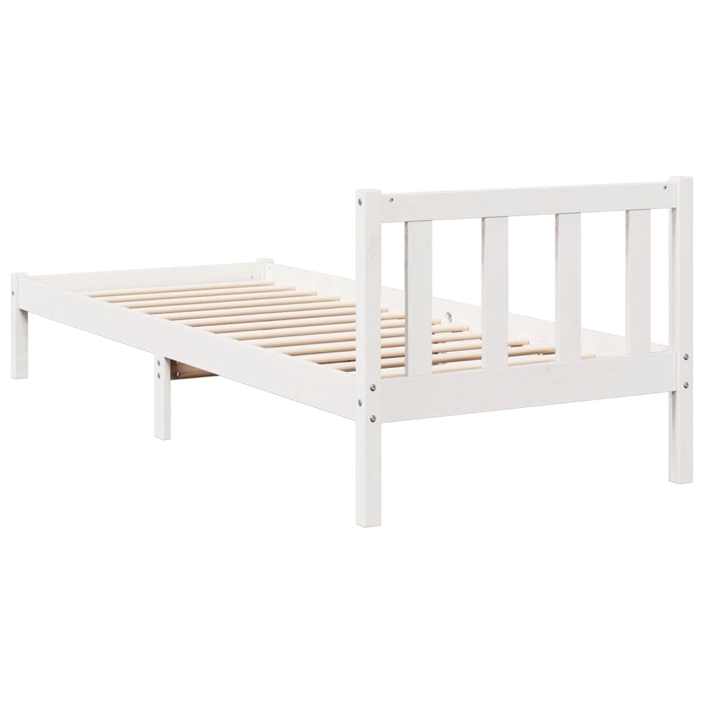 Fehér tömör fenyő extra hosszú ágykeret matrac nélkül 80x210 cm 5