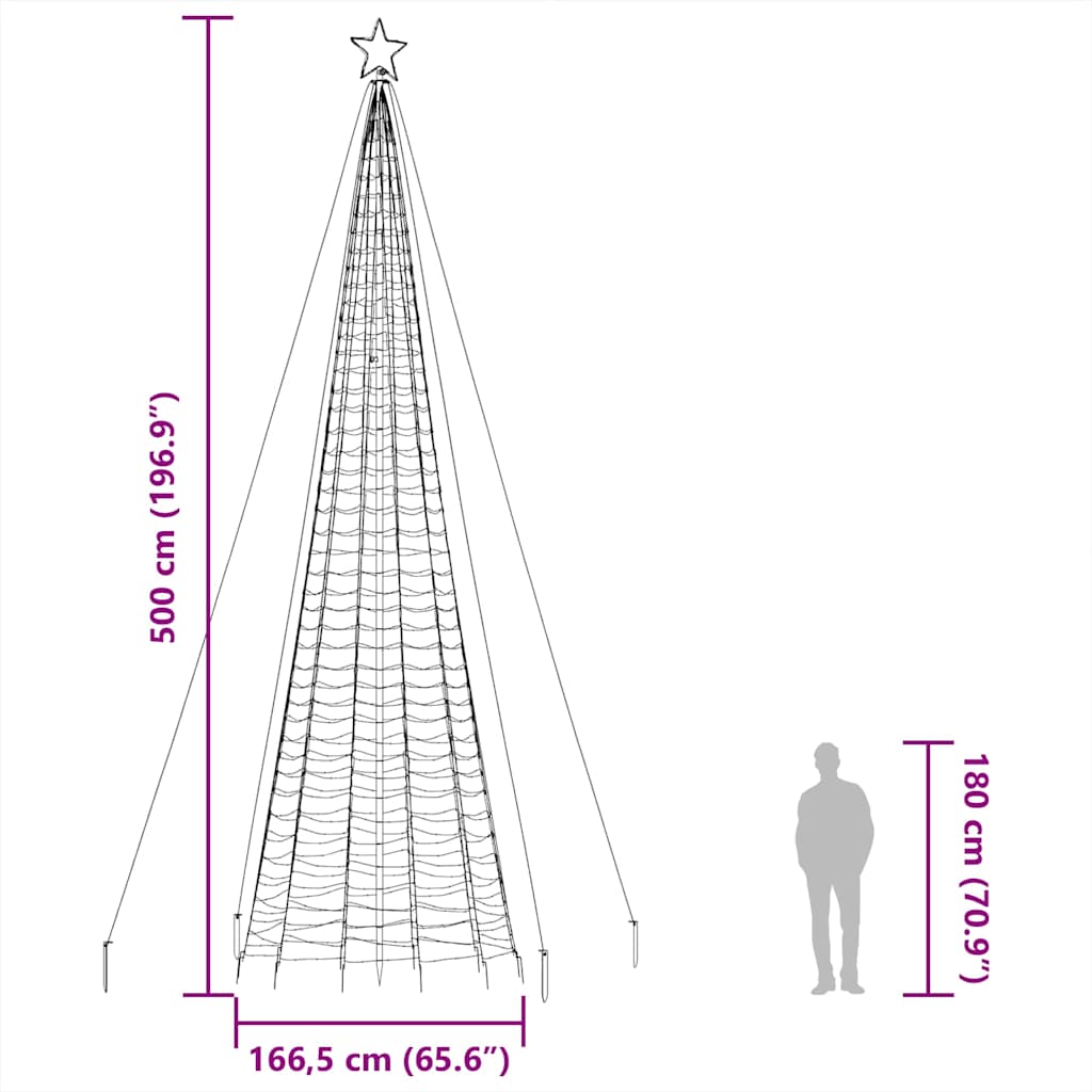 Kék LED karácsonyfa tüskékkel 1534 LED 500 cm 14