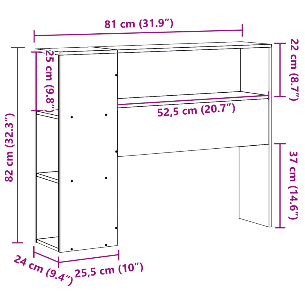 Fehér tömör fenyőfa fejtámla tárolóval 75 cm 10