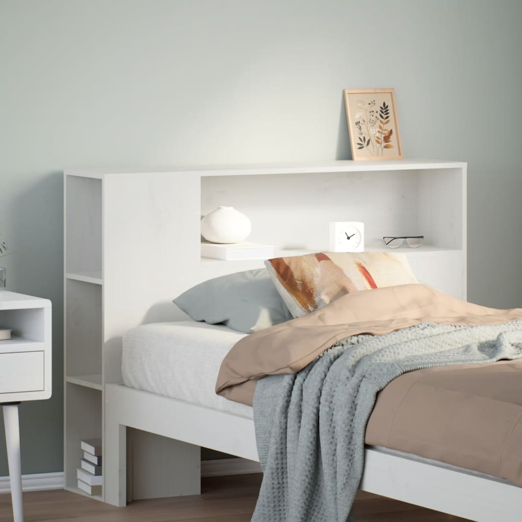 Fehér tömör fenyőfa fejtámla tárolóval 75 cm