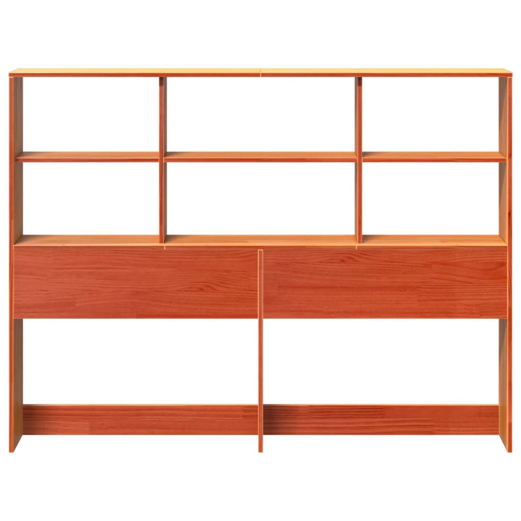 Viaszbarna tömör fenyőfa fejtámla tárolóval 150 cm 4