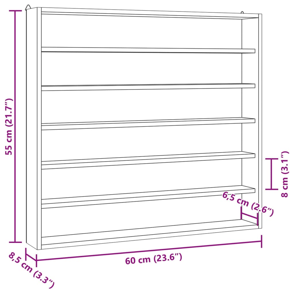 Fa gyűjtői vitrin 6 polccal 60x8,5x55cm 60x8,5x55 cm 9