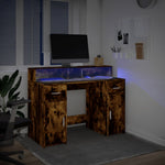 Füstös tölgy színű szerelt fa íróasztal LED-ekkel 120x55x91 cm 4