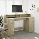 Sonoma tölgy színű szerelt fa íróasztal LED-ekkel 140x55x91 cm 3