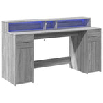 Szürke sonoma színű szerelt fa íróasztal LED-ekkel 160x55x91 cm 5