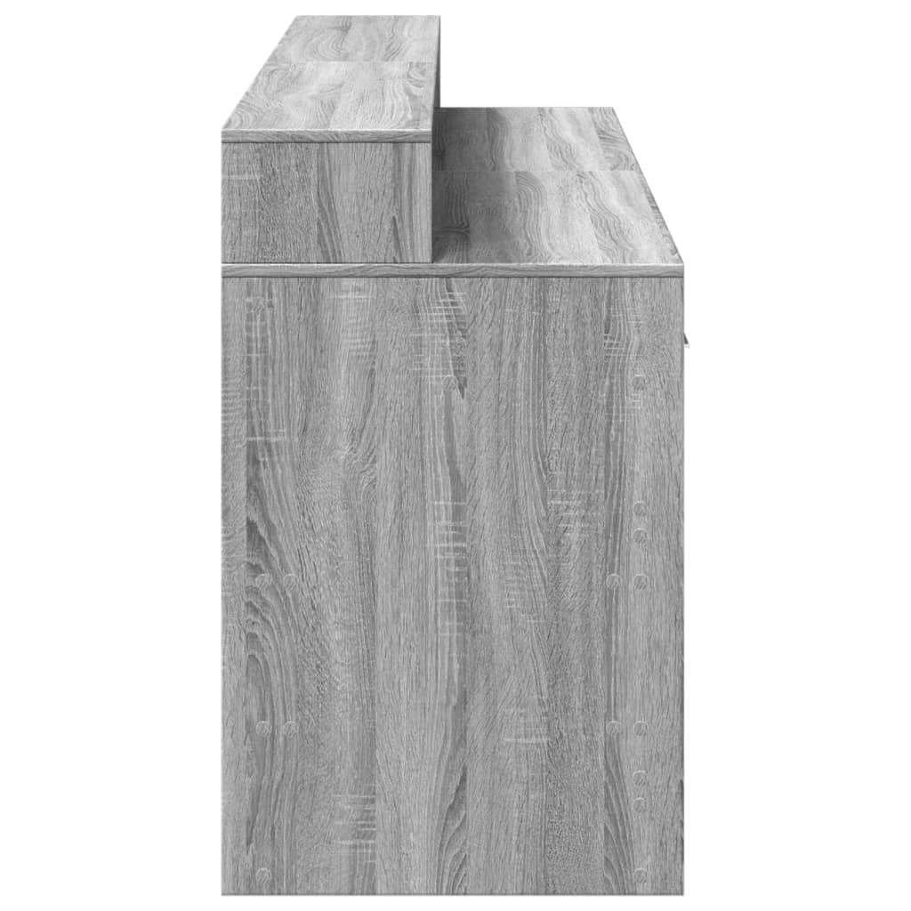 Szürke sonoma színű szerelt fa íróasztal LED-ekkel 160x55x91 cm 8