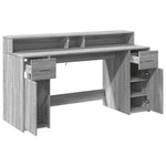Szürke sonoma színű szerelt fa íróasztal LED-ekkel 160x55x91 cm 12