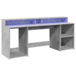 Betonszürke szerelt fa íróasztal LED-világítással 200x55x91 cm 5