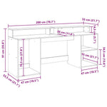 Betonszürke szerelt fa íróasztal LED-világítással 200x55x91 cm 13