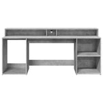 Betonszürke szerelt fa íróasztal LED-világítással 200x55x91 cm 6