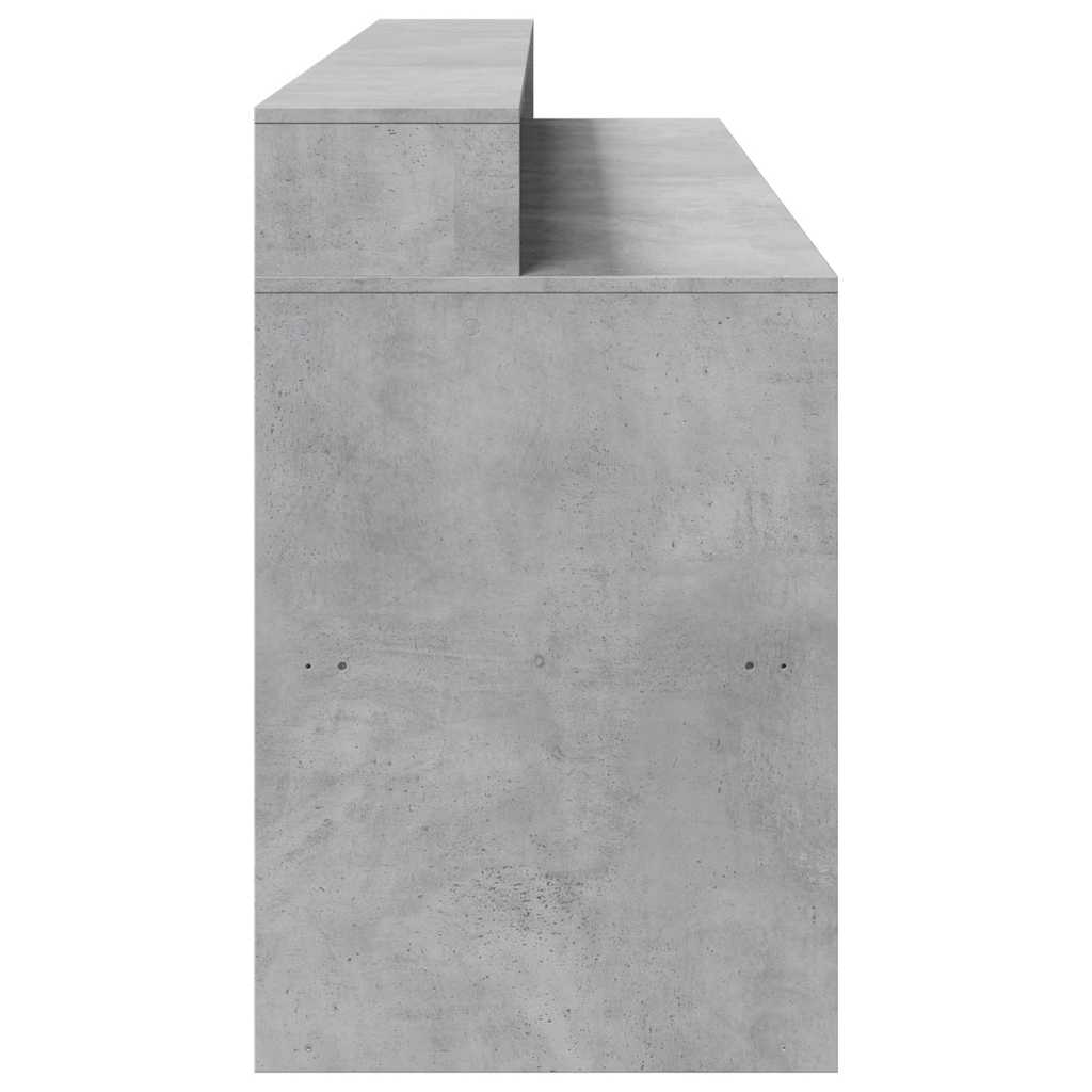 Betonszürke szerelt fa íróasztal LED-világítással 200x55x91 cm 8