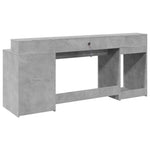 Betonszürke szerelt fa íróasztal LED-világítással 200x55x91 cm 7