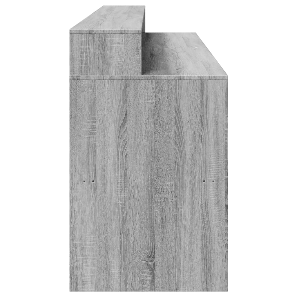 Szürke sonoma színű szerelt fa íróasztal LED-ekkel 200x55x91 cm 8