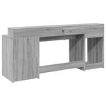 Szürke sonoma színű szerelt fa íróasztal LED-ekkel 200x55x91 cm 7