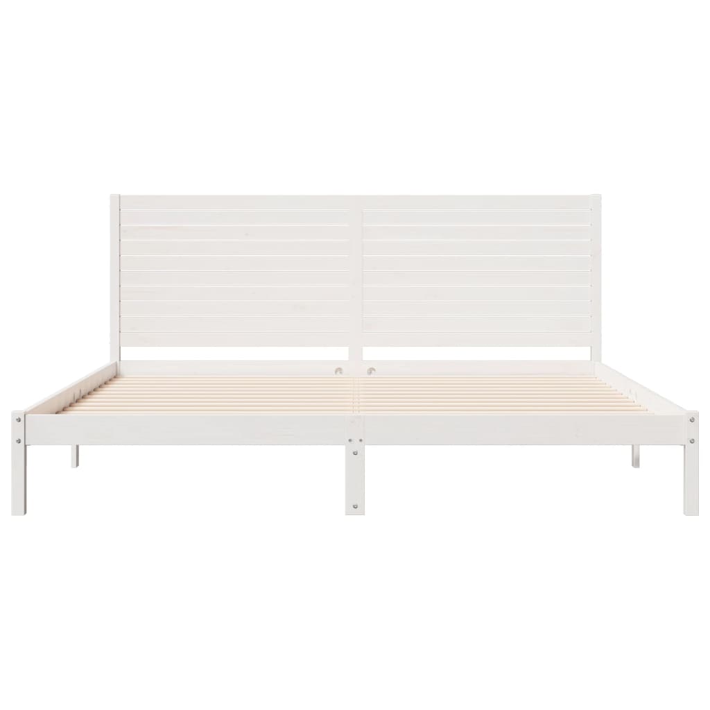 Fehér tömör fa extra hosszú ágykeret matrac nélkül 180 x 220 cm 4