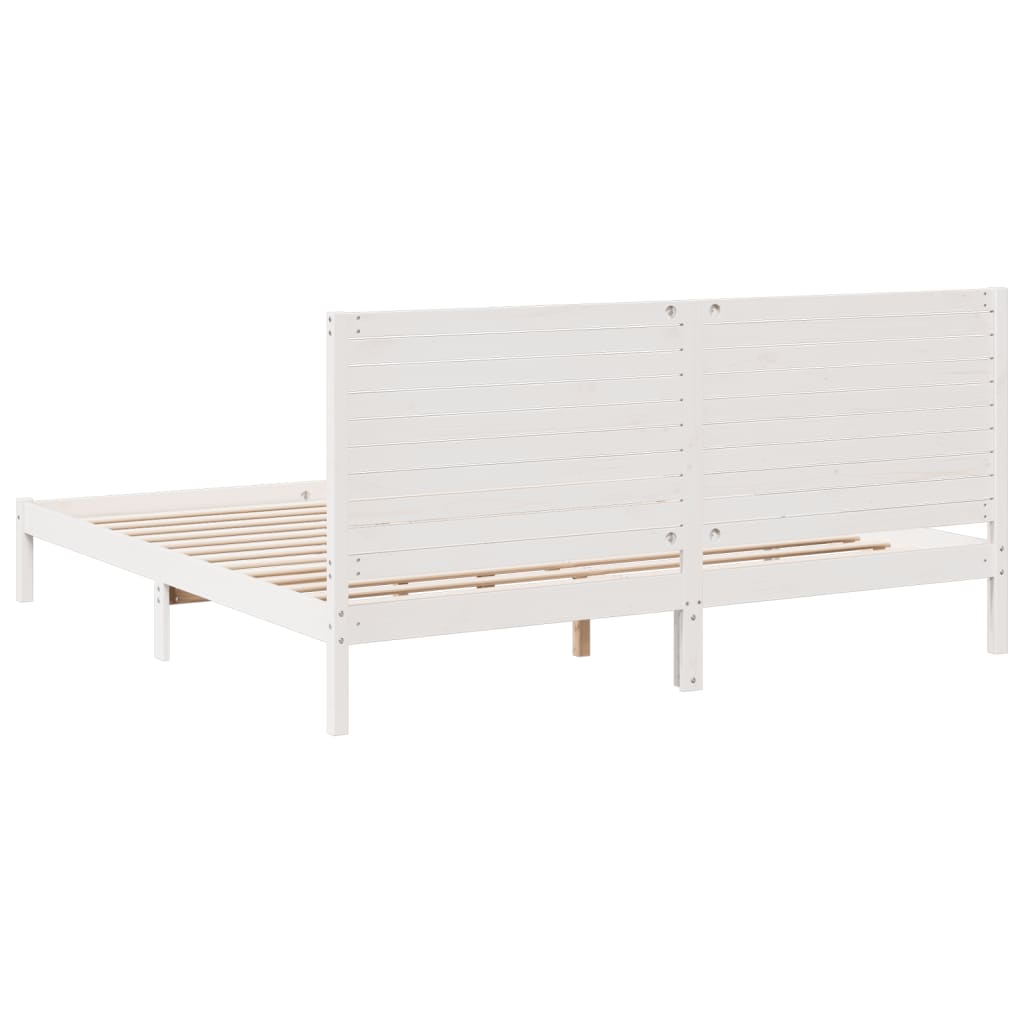 Fehér tömör fa extra hosszú ágykeret matrac nélkül 180 x 220 cm 6