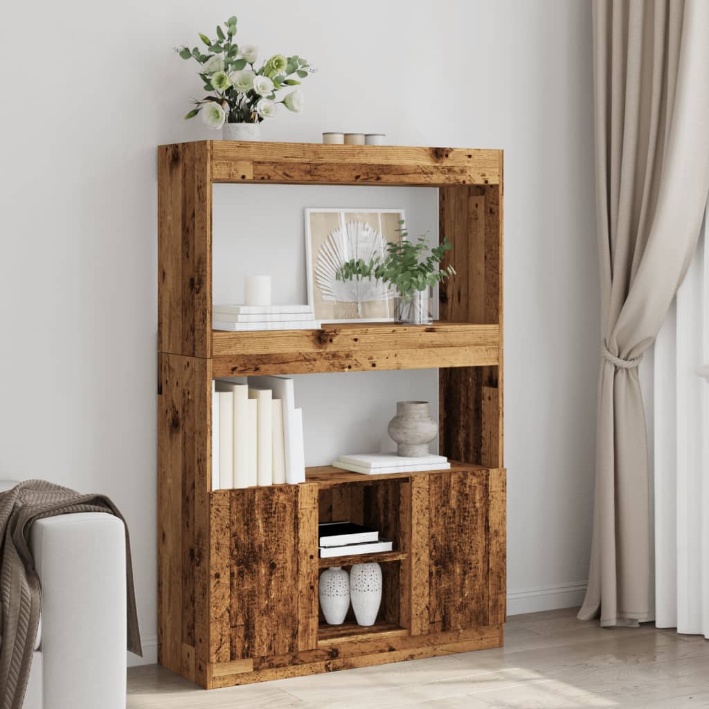 Antik fa színű szerelt fa magasszekrény 92 x 33 x 140 cm
