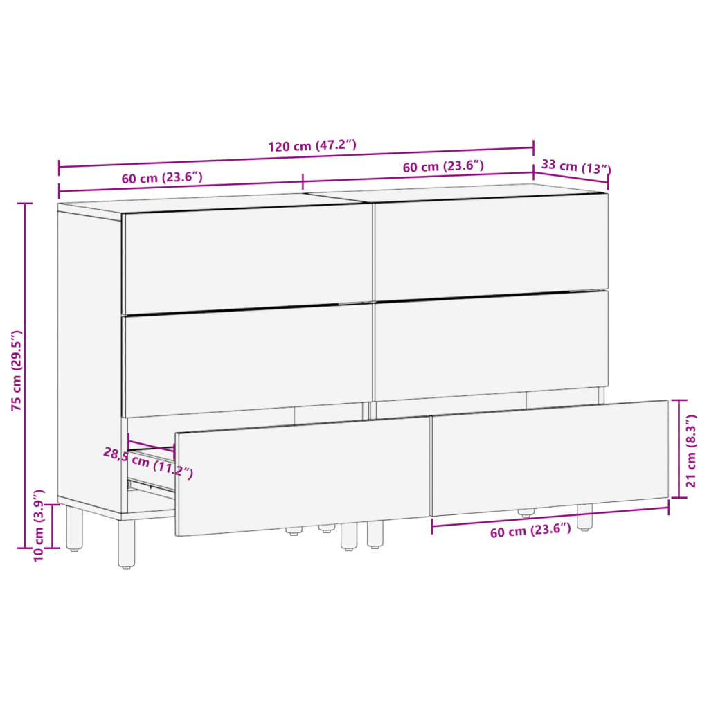2db fekete szerelt fa tálalóasztal 60 x 33 x 75 cm 12
