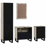 Fürdőszoba bútor szett 4 db Walnut barna Szerelt Fa 8
