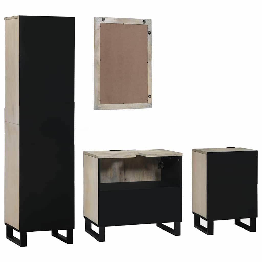Fürdőszoba bútor szett 4 db Walnut barna Szerelt Fa 8