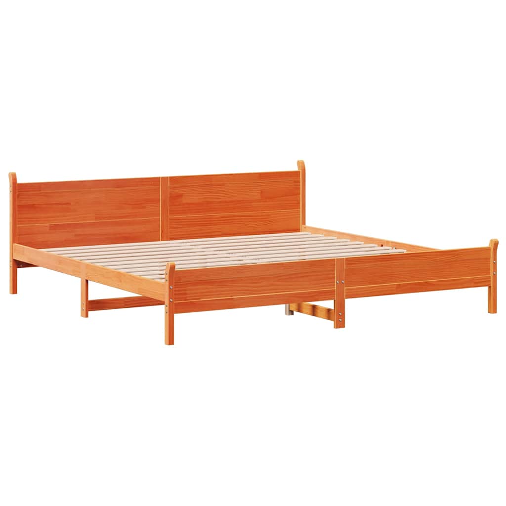 Viaszbarna tömör fenyőfa ágy matrac nélkül 200 x 200 cm 3