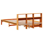 Barna tömör fenyőfa könyvespolcos ágy matrac nélkül 150 x 200cm 6