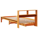 Barna tömör fenyőfa könyvespolcos ágy matrac nélkül 90 x 200 cm 6