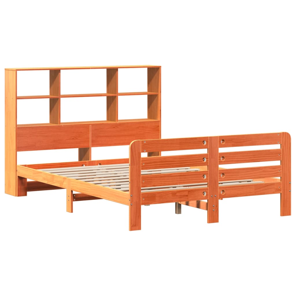 Viaszbarna tömör fenyőfa ágy matrac nélkül 140 x 190 cm 3