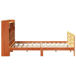 Barna tömör fenyőfa könyvespolcos ágy matrac nélkül 150 x 200cm 7