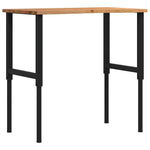 Világosbarna tömör tölgyfa munkapad 100 x 60 x (71,5-98) cm 2