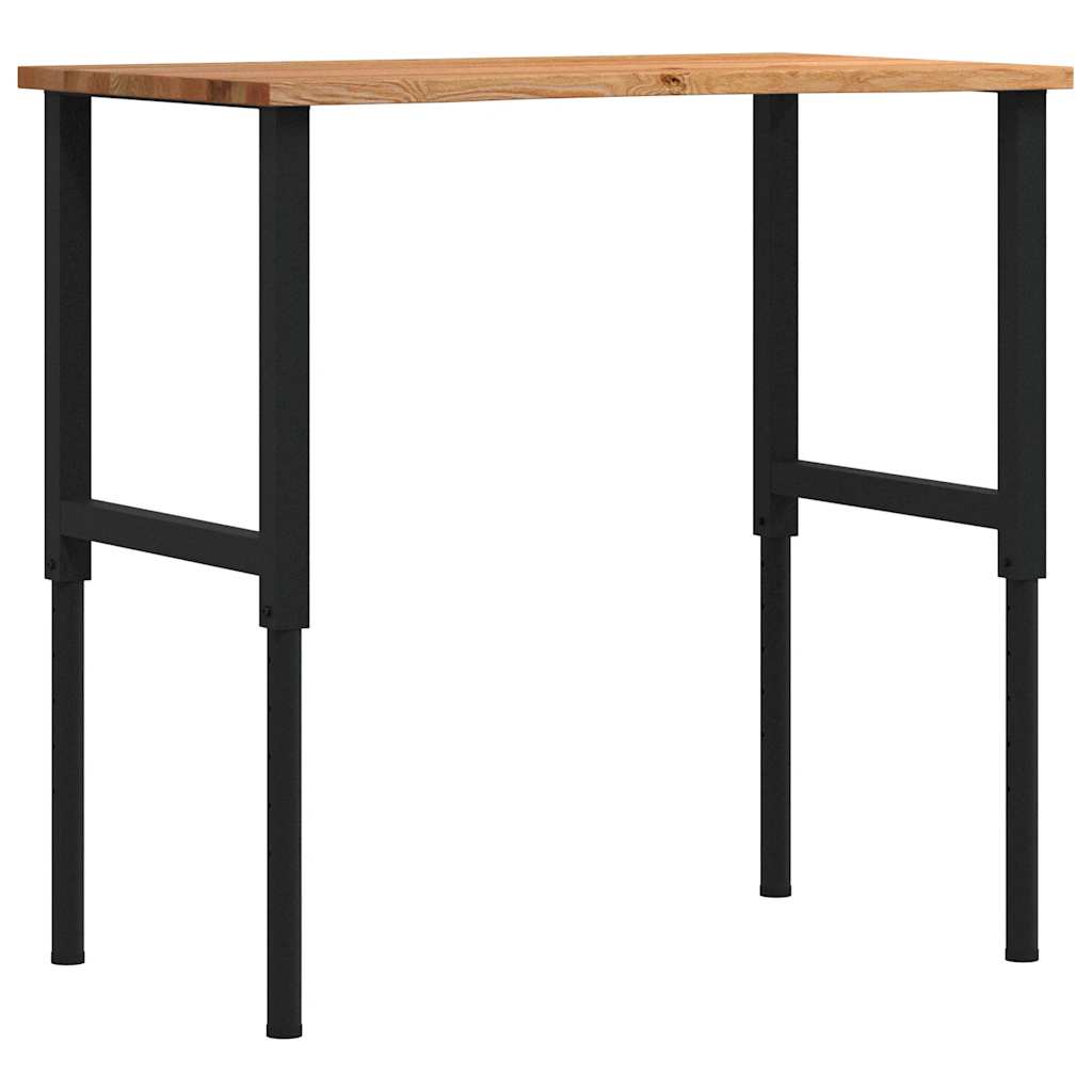 Világosbarna tömör tölgyfa munkapad 100 x 60 x (71,5-98) cm 2