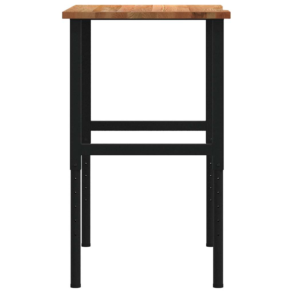 Világosbarna tömör tölgyfa munkapad 100 x 60 x (71,5-98) cm 7