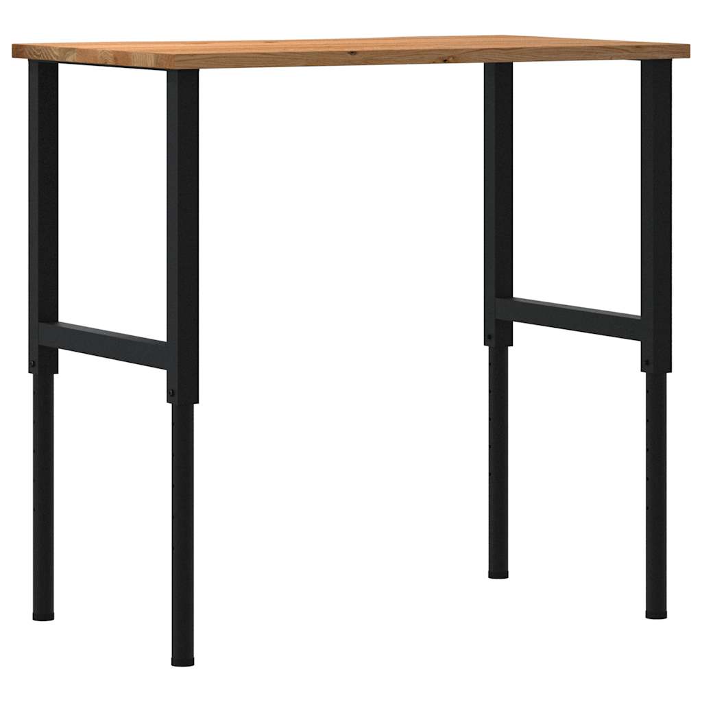 Világosbarna tömör tölgyfa munkapad 100 x 60 x (71,5-98) cm 6