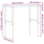 Tömör bükkfa négyszög alakú munkapad 100 x 60 x (73-99,5) cm 12