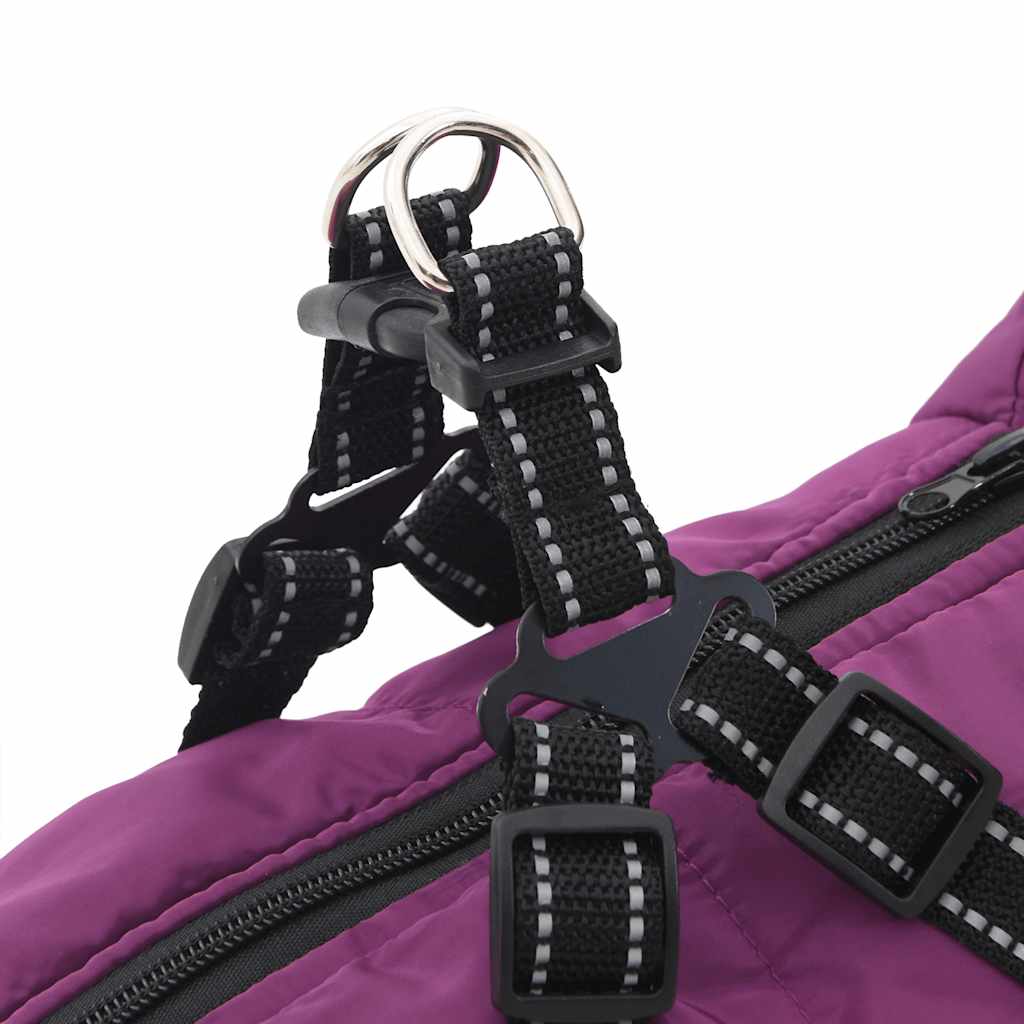 Lila kutyakabát hámmal Vízálló fényvisszaverő L44 9