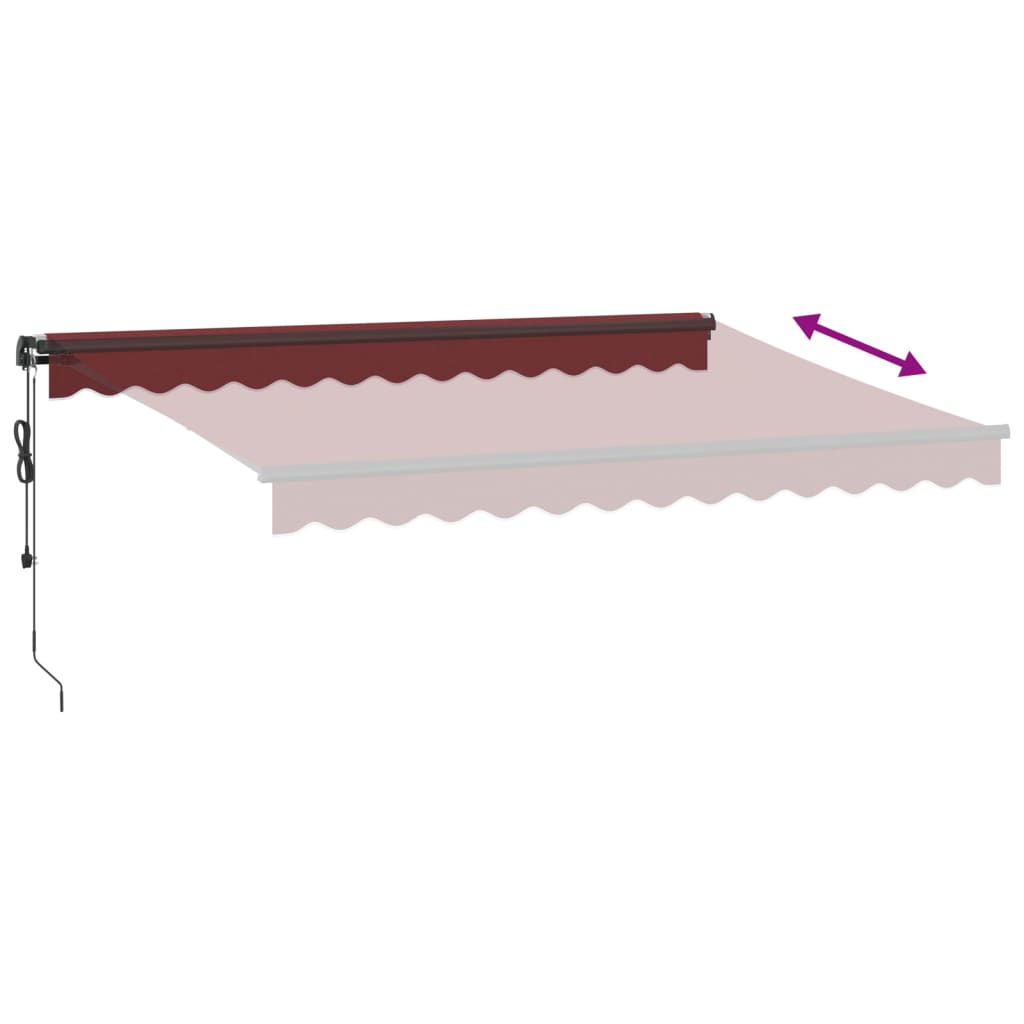 Burgundi vörös automata kihúzható LED-es napellenző 350x250 cm 10