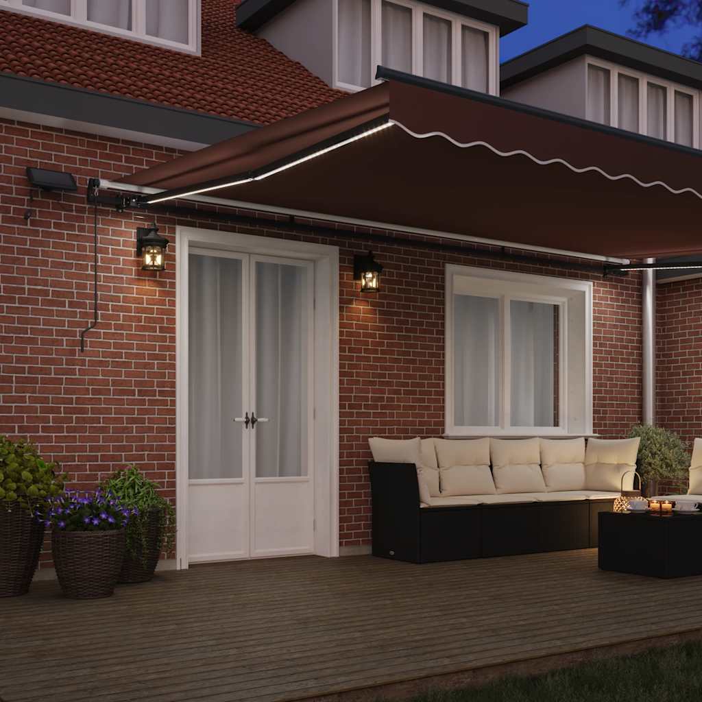 Barna kézzel kihúzható LED-es napellenző 500 x 300 cm 3